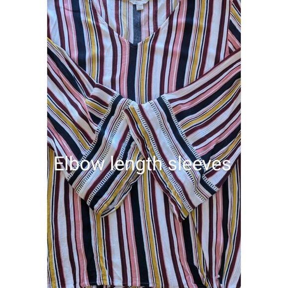 Est 1946 Top Women's Sz 22/24W Striped V-neck Flutter Sleeve, Tie Front Accent - Picture 5 of 8